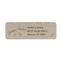 Rose Gold Glitzer Gingko Blätter auf Gray Mist