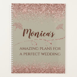 Rose Gold Glitzer Gingko Blätter auf Gray Wedding Planer