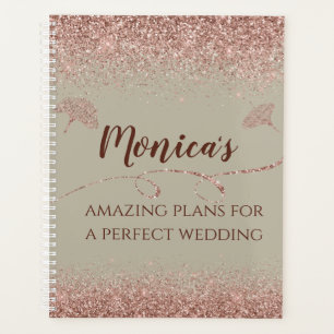 Rose Gold Glitzer Gingko Blätter auf Gray Wedding Planer