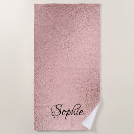 Rose Gold Glitzer Girly Sparkle Pink Name Beach To Strandtuch