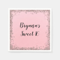 Rose Gold Glitzer Glam Edge Sweet 16 Pink Party