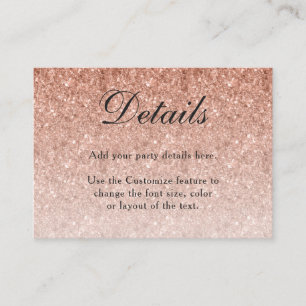 Rose Gold Glitzer Glam Einschlusskarte Begleitkarte
