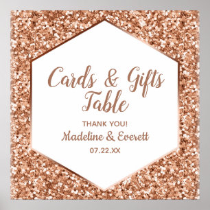 Rose Gold Glitzer Glam Karten und Geschenktische T Poster