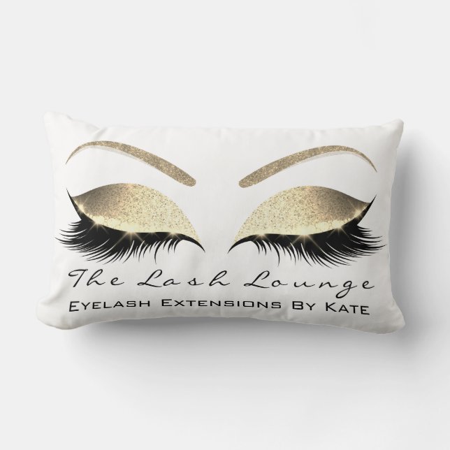 Rose Gold Glitzer Glam Makeup Lashes Schönheit Lendenkissen (Vorderseite)