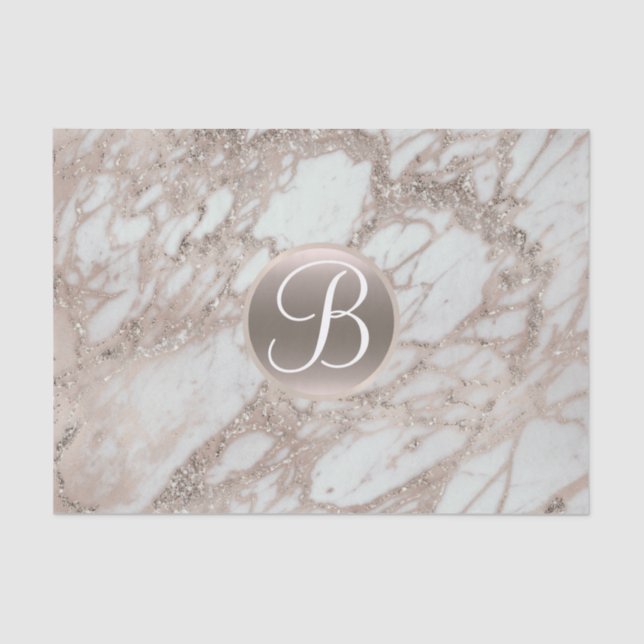 Rose Gold Glitzer Glam Monogram Letter Initial Seidenpapier (Vorderseite)