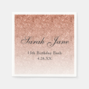 Rose Gold Glitzer Glam Personalisiert Serviette
