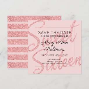 Rose Gold Glitzer Glam Sweet 16 Rett Einladung