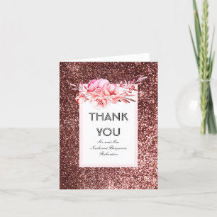 Rose Gold Glitzer Glamour Chic Hochzeit Vielen Dan Dankeskarte