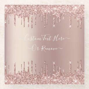 Rose Gold Glitzer Glass Untersetzer mit benutzerde