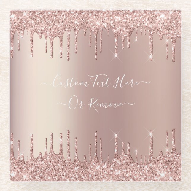 Rose Gold Glitzer Glass Untersetzer mit benutzerde (Vorderseite)