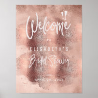 Rose Gold Glitzer Glasur Brautparty Begrüßungszeic