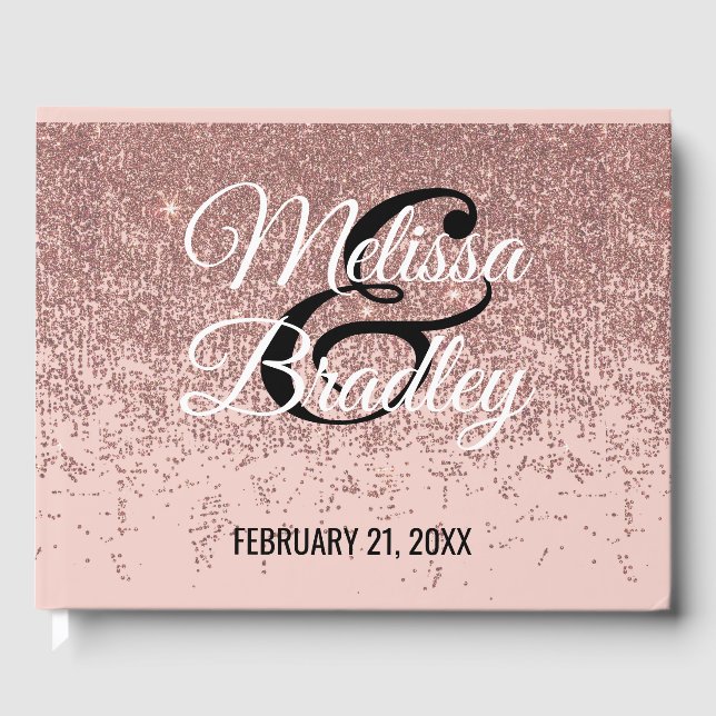 Rose Gold Glitzer Glitzern Blush Pink Gästebuch (Vorderseite)