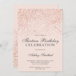 Rose Gold Glitzer Glitzern erröten dreizehn Einladung