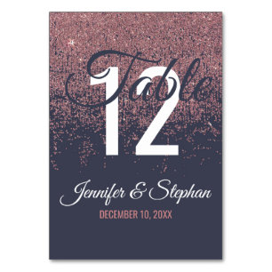 Rose Gold Glitzer Glitzern Navy Blue Tischnummern