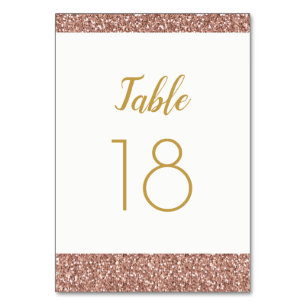 Rose Gold Glitzer & Gold Tischnummer Flat Card