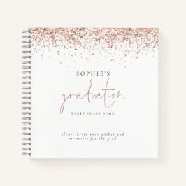 Rose Gold Glitzer Graduation Party Gästebuch Notizbuch