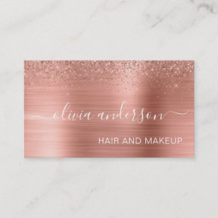 Rose Gold Glitzer Haar Makeup Salon Metallic Busin Visitenkarte