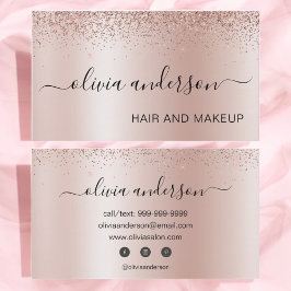 Rose Gold Glitzer Haar Makeup Salon Metallic Visitenkarte