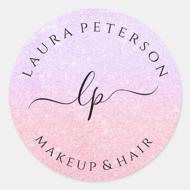 Rose gold Glitzer handgeschriebene Skriptkalligraf Runder Aufkleber (Vorderseite)