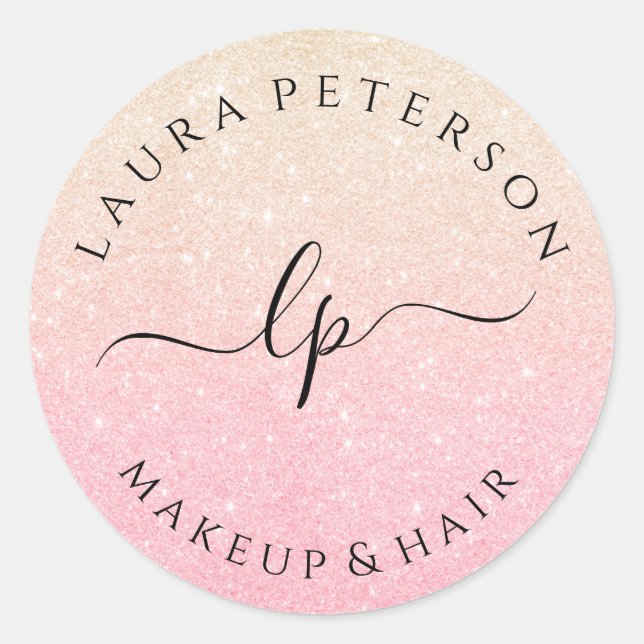 Rose gold Glitzer handgeschriebene Skriptkalligraf Runder Aufkleber (Vorderseite)