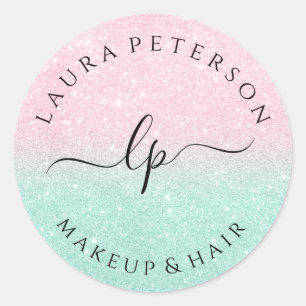 Rose gold Glitzer handgeschriebene Skriptkalligraf Runder Aufkleber