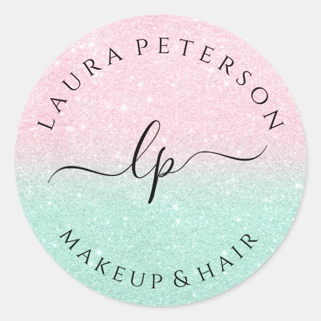 Rose gold Glitzer handgeschriebene Skriptkalligraf Runder Aufkleber (Vorderseite)