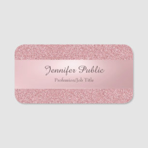 Rose Gold Glitzer Handschrift Moderner Text Namensschild