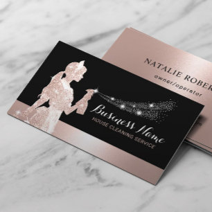 Rose Gold Glitzer Haushaltshilfe Reinigung Visitenkarte