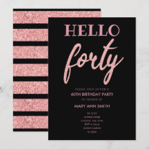 Rose Gold Glitzer "Hello Vierty" Geburtstagsparty