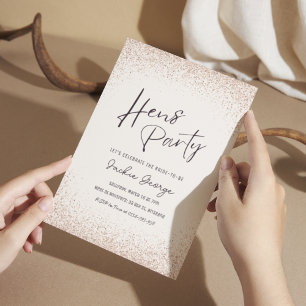 Rose Gold Glitzer Hens Party Einladung Vorlage