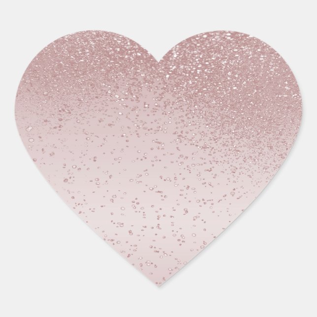 Rose Gold Glitzer Herz-Aufkleber (Vorderseite)