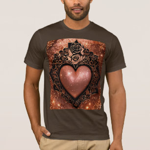 Rose Gold Glitzer Herzstück T - Shirt - Animiertes