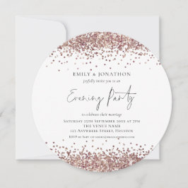 Rose Gold Glitzer Hochzeit Abend Party Runde Einladung
