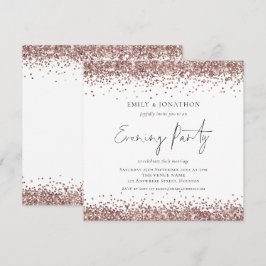 Rose Gold Glitzer Hochzeit Abend Party Square Einladung