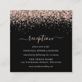 Rose Gold Glitzer Hochzeit Black Empfang Details Begleitkarte