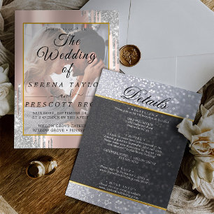 Rose Gold Glitzer Hochzeitseinladung Einladung