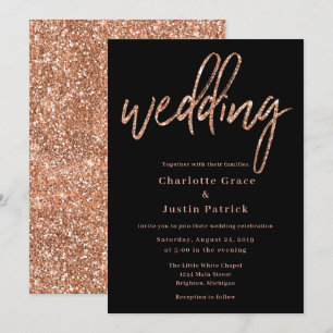 Rose Gold Glitzer Hochzeitseinladungen Vorlage