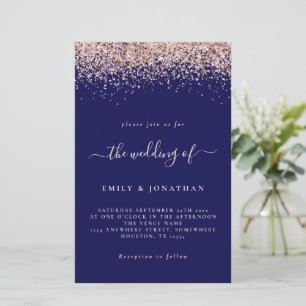 Rose Gold Glitzer Hochzeitsnacht Einladung