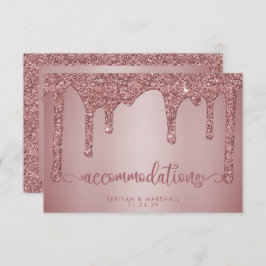 Rose Gold Glitzer Hochzeitsunterkünfte Begleitkarte