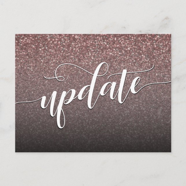 Rose Gold Glitzer Hochzeitsupdate verschoben Postkarte (Vorderseite)