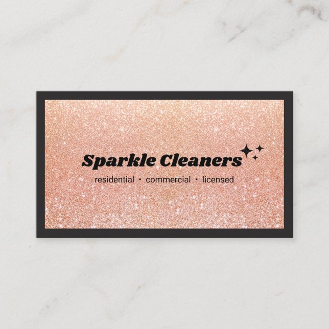 Rose Gold Glitzer House Reinigungsstars Visitenkarte (Vorderseite)