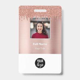 Rose Gold Glitzer ID Name des Mitarbeiters Ausweis