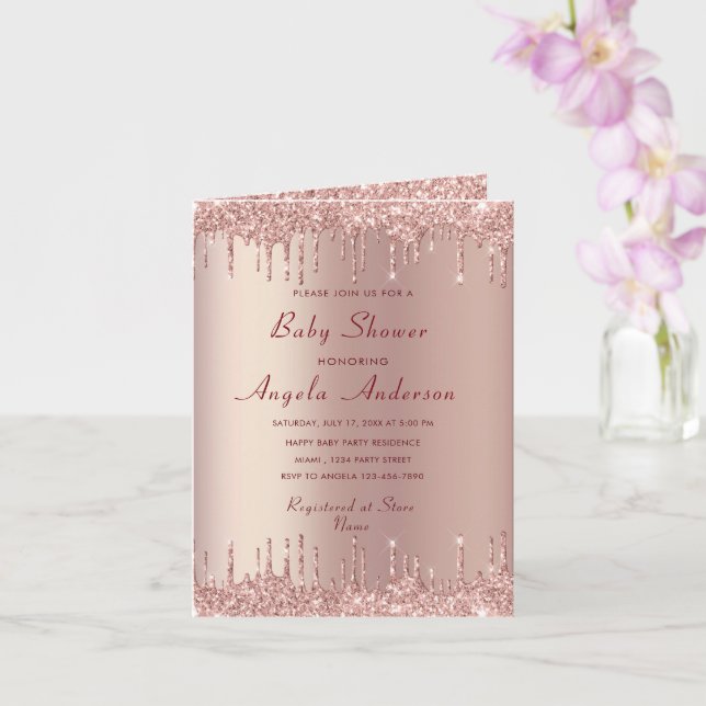 Rose Gold Glitzer Ihr Baby Girl Dusche Einladung (Orchidee)