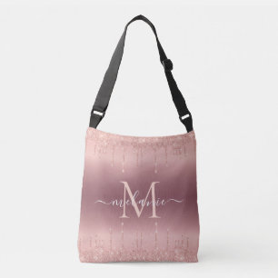 Rose Gold Glitzer Ihr Letter Name Crossbody Bag Tragetaschen Mit Langen Trägern