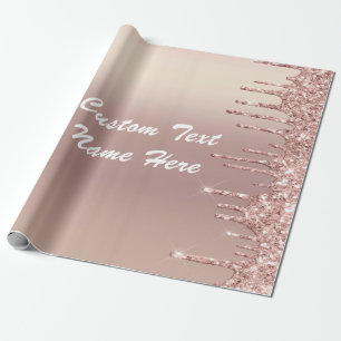 Rose Gold Glitzer Ihr Namensschild Geschenkpapier