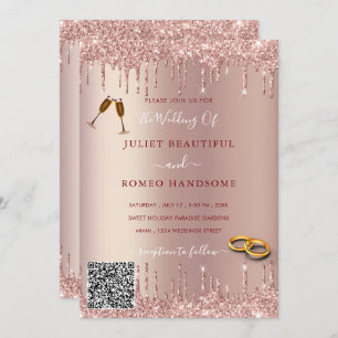 Rose Gold Glitzer Ihr QR Code Einladung Hochzeit