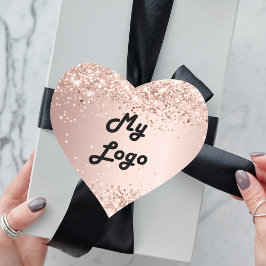 Rose Gold Glitzer Image Business-Logo Herz-Aufkleber