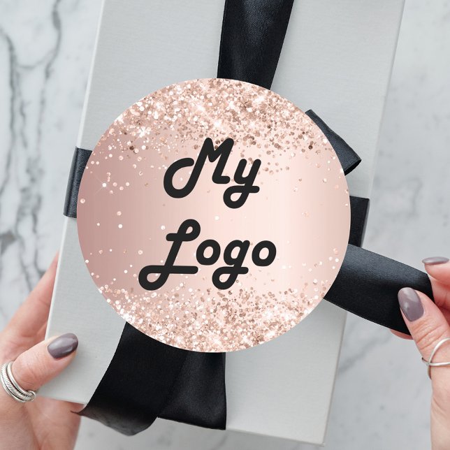 Rose Gold Glitzer Image Business-Logo Runder Aufkleber (Von Creator hochgeladen)