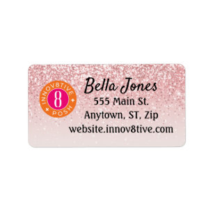 Rose Gold Glitzer Innov8tive Posh-Adressetikett Adressaufkleber