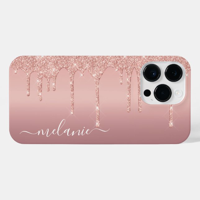 Rose Gold Glitzer iPhone Case Geschenk Individuell Hülle (Rückseite (Horizontal))